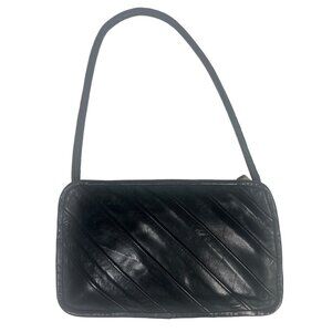 Vintage 90's Handmade Black Leather Shoulder Bag Mini Bag Womens